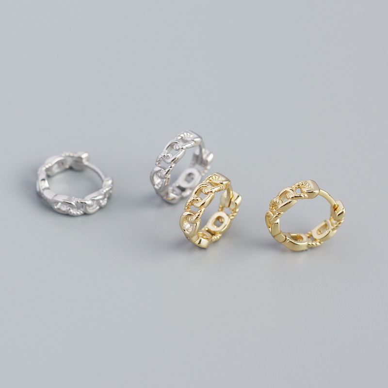 Lovcia Gold Plated 925 Silver Chain Huggie Hoops 12mm-Earrings-Yellow Gold-Yellow Gold