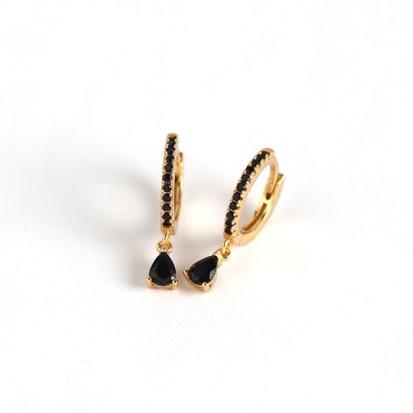 Lovcia Gold Plated 925 Silver CZ Waterdrop Hoop Earrings-Earrings-Yellow Gold & white Cz-Yellow Gold & white Cz