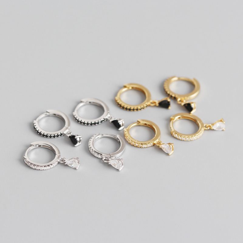 Lovcia Gold Plated 925 Silver CZ Waterdrop Hoop Earrings-Earrings-Yellow Gold & white Cz-Yellow Gold & white Cz