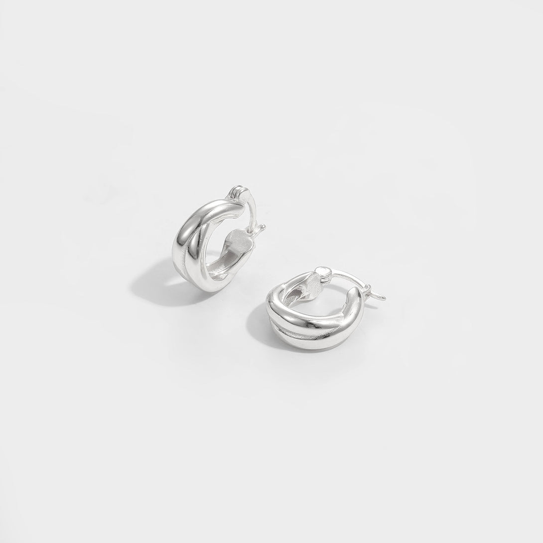 Lovcia Gold Plated 925 Silver Double Cross Hoop Earrings-Earrings-Yellow Gold-Yellow Gold