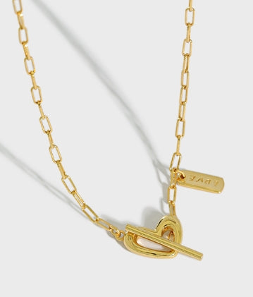 Lovcia Gold Plated 925 Silver Heart Love Letter Necklace-Necklaces-Yellow Gold-