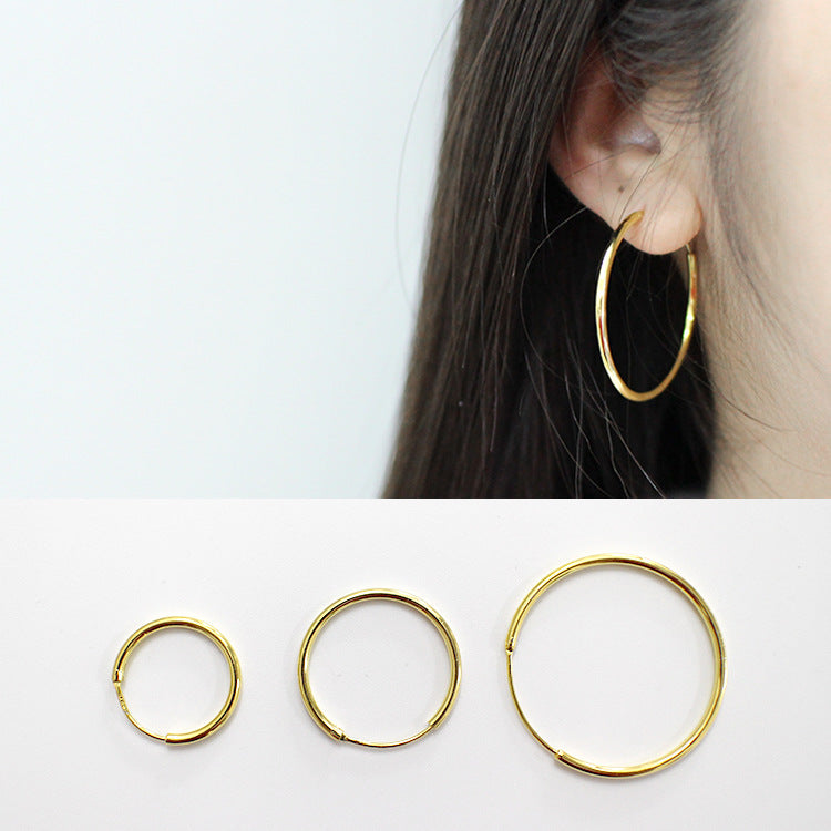 Lovcia Gold Plated 925 Silver Huggie Hoop Earrings 20mm-Earrings-30Mm-30Mm