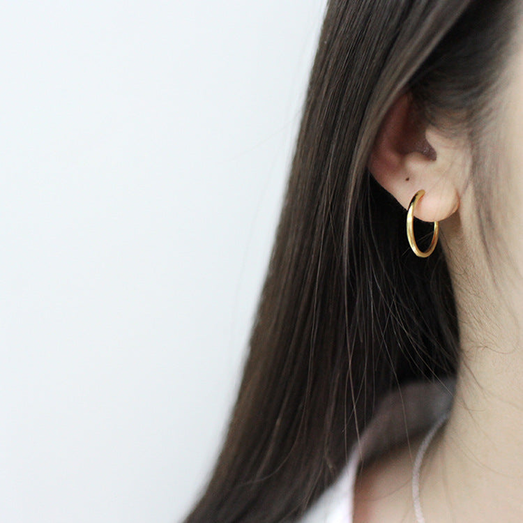 Lovcia Gold Plated 925 Silver Huggie Hoop Earrings 20mm-Earrings-30Mm-30Mm