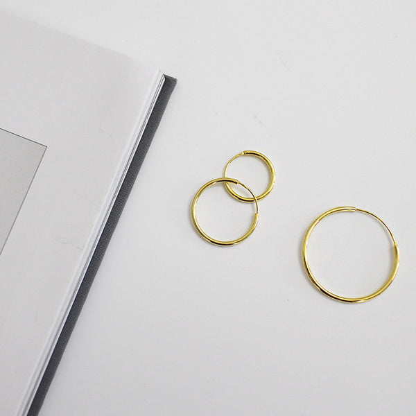 Lovcia Gold Plated 925 Silver Huggie Hoop Earrings 20mm-Earrings-30Mm-30Mm