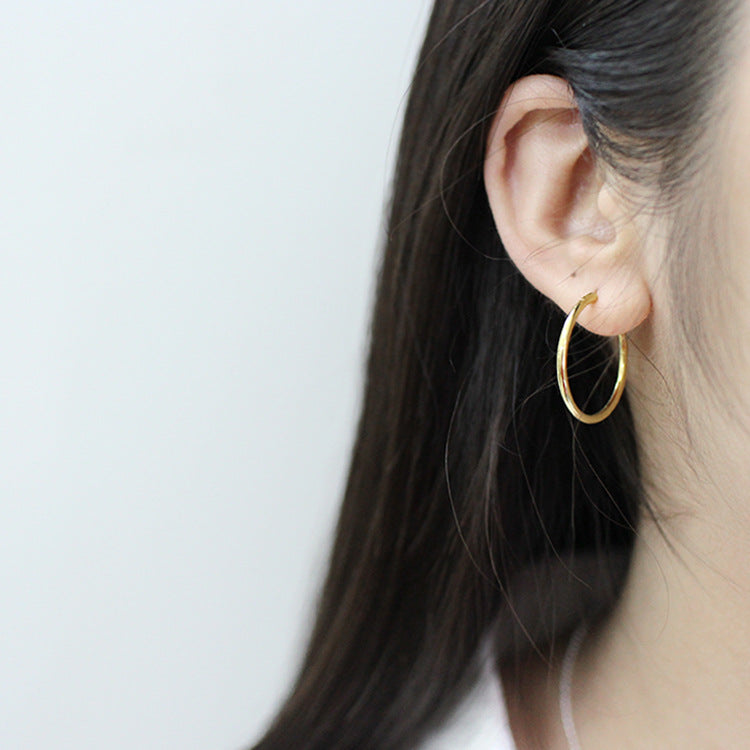 Lovcia Gold Plated 925 Silver Huggie Hoop Earrings 20mm-Earrings-30Mm-30Mm