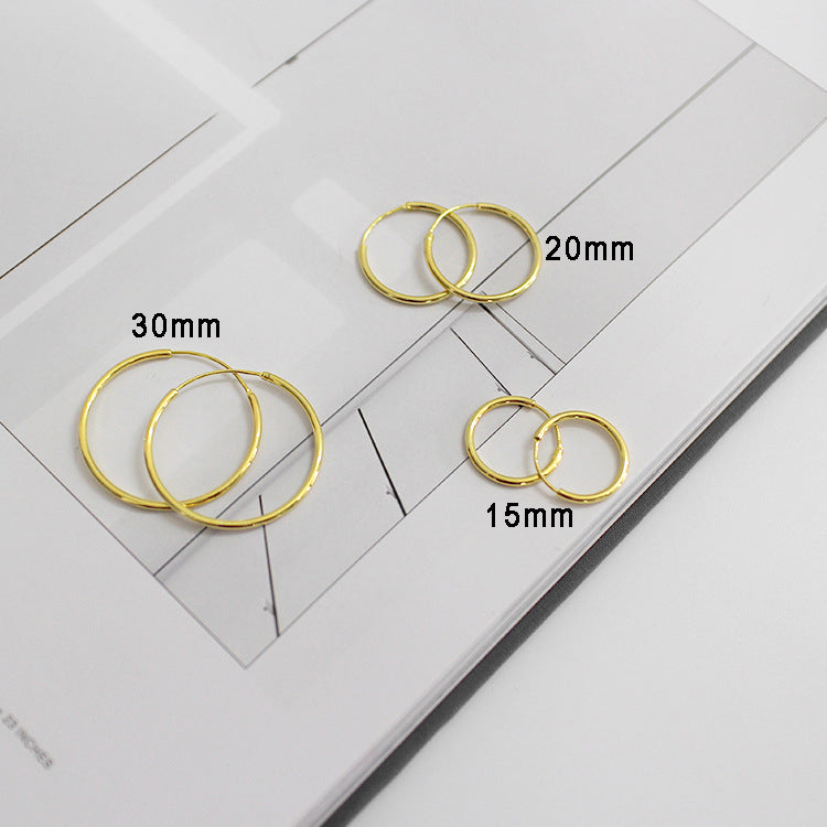 Lovcia Gold Plated 925 Silver Huggie Hoop Earrings 20mm-Earrings-30Mm-30Mm