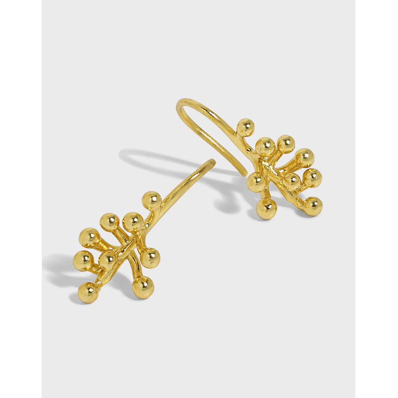 Lovcia Gold Plated 925 Silver Irregular Flowers Earrings-Earrings-Yellow Gold-Yellow Gold