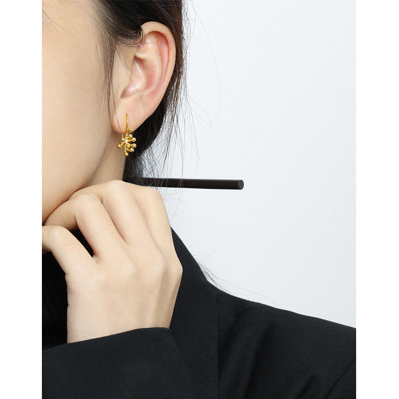 Lovcia Gold Plated 925 Silver Irregular Flowers Earrings-Earrings-Yellow Gold-Yellow Gold