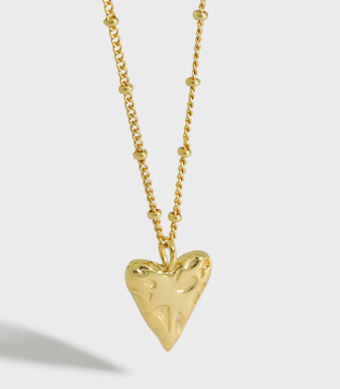Lovcia Gold Plated 925 Silver Love Heart Necklace 45cm-Necklaces-Yellow Gold-