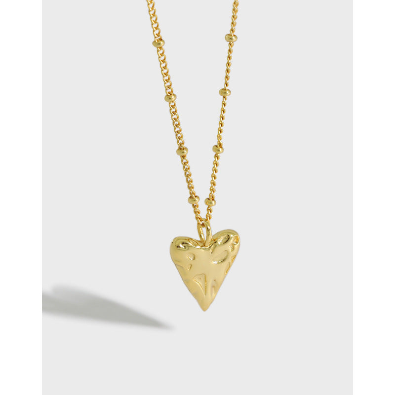 Lovcia Gold Plated 925 Silver Love Heart Necklace 45cm-Necklaces-Yellow Gold-