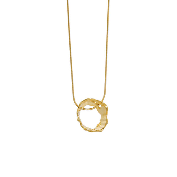Lovcia Gold Plated 925 Silver Necklace 17mm Circle Pendant-Necklaces-Yellow Gold-Yellow Gold