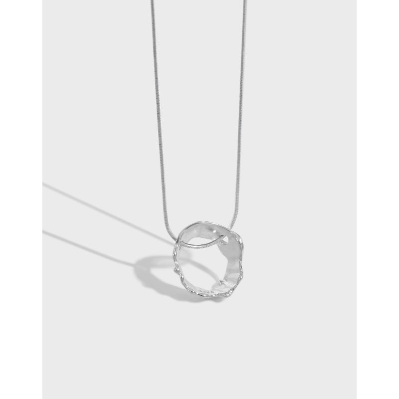 Lovcia Gold Plated 925 Silver Necklace 17mm Circle Pendant-Necklaces-Yellow Gold-Yellow Gold