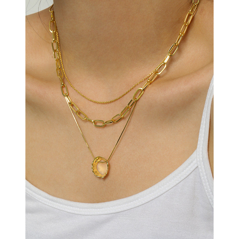 Lovcia Gold Plated 925 Silver Necklace 17mm Circle Pendant-Necklaces-Yellow Gold-Yellow Gold
