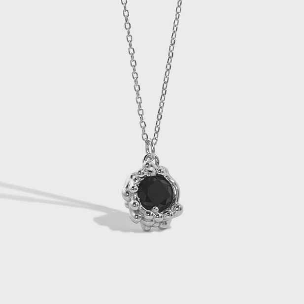 Lovcia Gold Plated 925 Silver Necklace With Black CZ-Necklaces-Yellow Gold-Yellow Gold