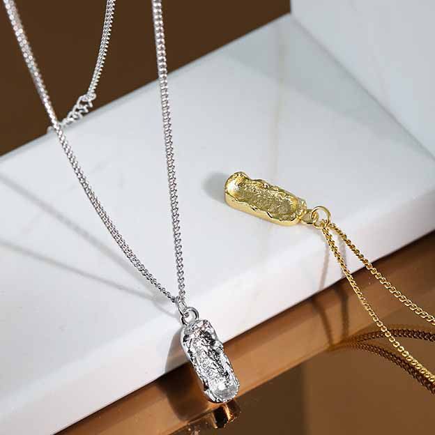 Lovcia Gold Plated 925 Silver Peanut Pendant Necklace 45cm-Necklaces-Yellow Gold-Yellow Gold