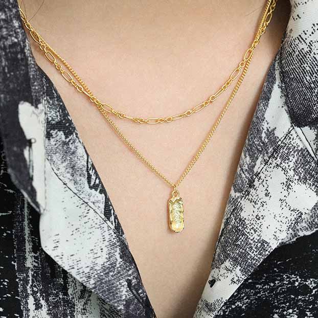 Lovcia Gold Plated 925 Silver Peanut Pendant Necklace 45cm-Necklaces-Yellow Gold-Yellow Gold