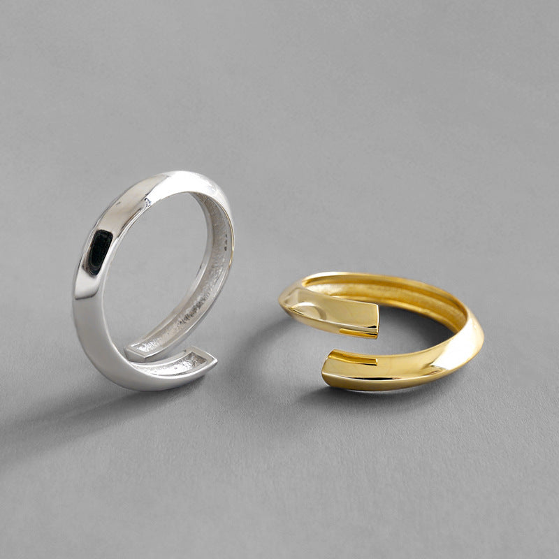 Lovcia Gold Plated 925 Sterling Adjustable Ring Geometry-Rings-Yellow Gold-Yellow Gold
