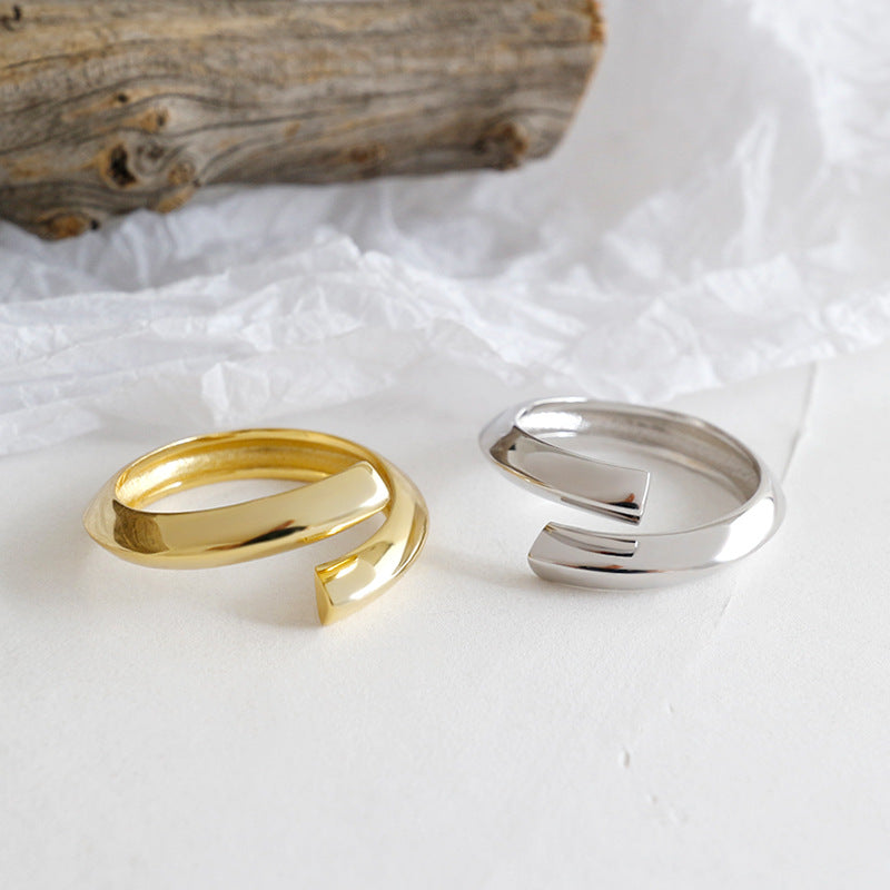 Lovcia Gold Plated 925 Sterling Adjustable Ring Geometry-Rings-Yellow Gold-Yellow Gold