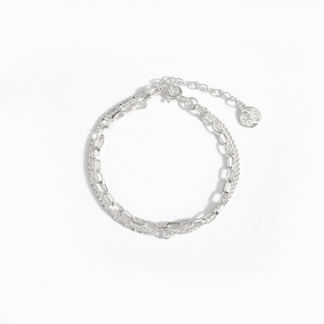 Lovcia Gold Plated 925 Sterling Bracelet Double Layer Chain-Bracelets-Yellow Gold-Yellow Gold