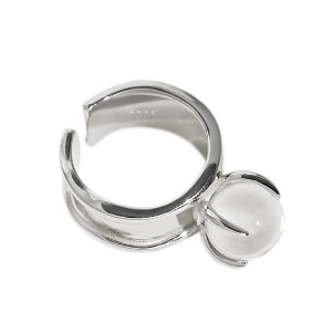 Lovcia Gold Plated 925 Sterling Crystal Ball Ring Open Size-Rings-Rhodium-Rhodium