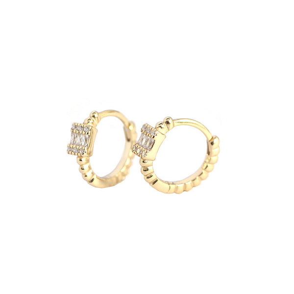 Lovcia Gold Plated 925 Sterling CZ Huggie Hoop Earrings-Earrings-Yellow Gold-Yellow Gold