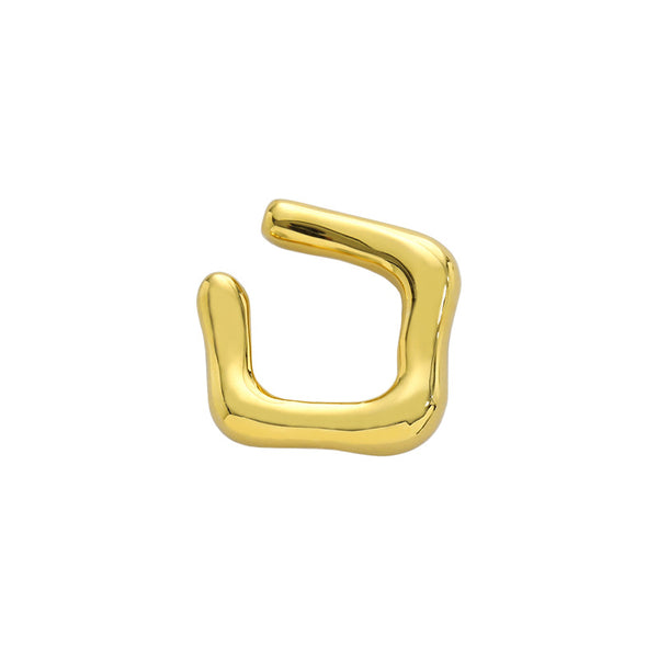Lovcia Gold Plated 925 Sterling Hollow Square Earring-Earrings-Yellow Gold (Single)-Yellow Gold (Single)