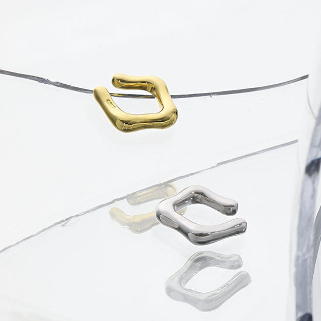 Lovcia Gold Plated 925 Sterling Hollow Square Earring-Earrings-Yellow Gold (Single)-Yellow Gold (Single)