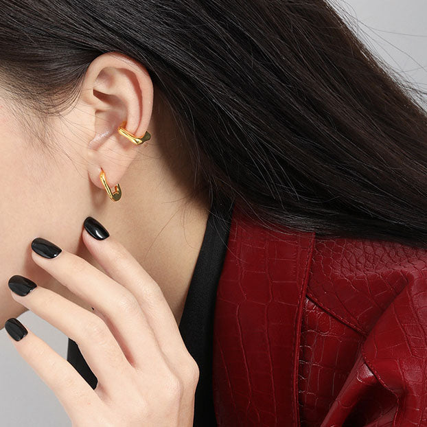 Lovcia Gold Plated 925 Sterling Hollow Square Earring-Earrings-Yellow Gold (Single)-Yellow Gold (Single)