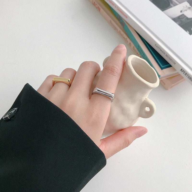 Lovcia Gold Plated 925 Sterling Ring Adjustable Rectangle-Rings-Yellow Gold-Rectangle Model (138)-Yellow Gold