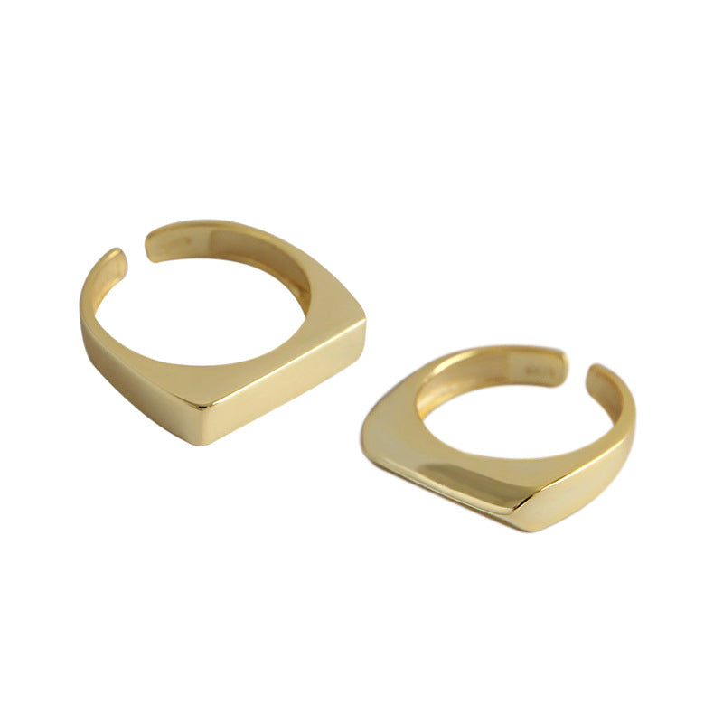 Lovcia Gold Plated 925 Sterling Ring Adjustable Rectangle-Rings-Yellow Gold-Rectangle Model (138)-Yellow Gold