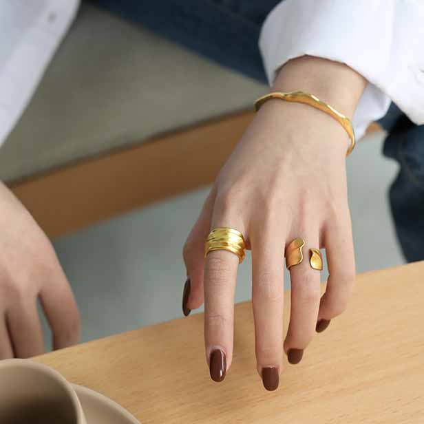 Lovcia Gold Plated 925 Sterling Silver 13mm Wide Open Ring-Rings-Us 7-Yellow Gold-