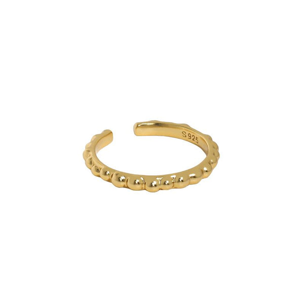 Lovcia Gold Plated 925 Sterling Silver Adjustable Bead Ring-Rings-Yellow Gold-Yellow Gold