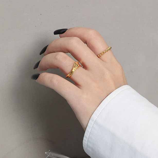 Lovcia Gold Plated 925 Sterling Silver Adjustable Bead Ring-Rings-Yellow Gold-Yellow Gold