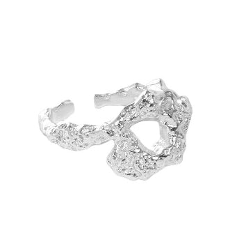 Lovcia Gold Plated 925 Sterling Silver Adjustable O Ring-Rings-Rhodium-Rhodium