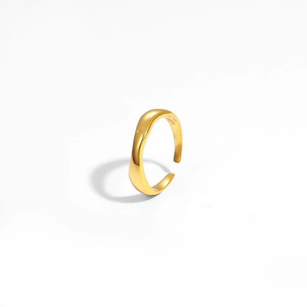 Lovcia Gold Plated 925 Sterling Silver Adjustable Open Ring-Rings-Yellow Gold-Yellow Gold