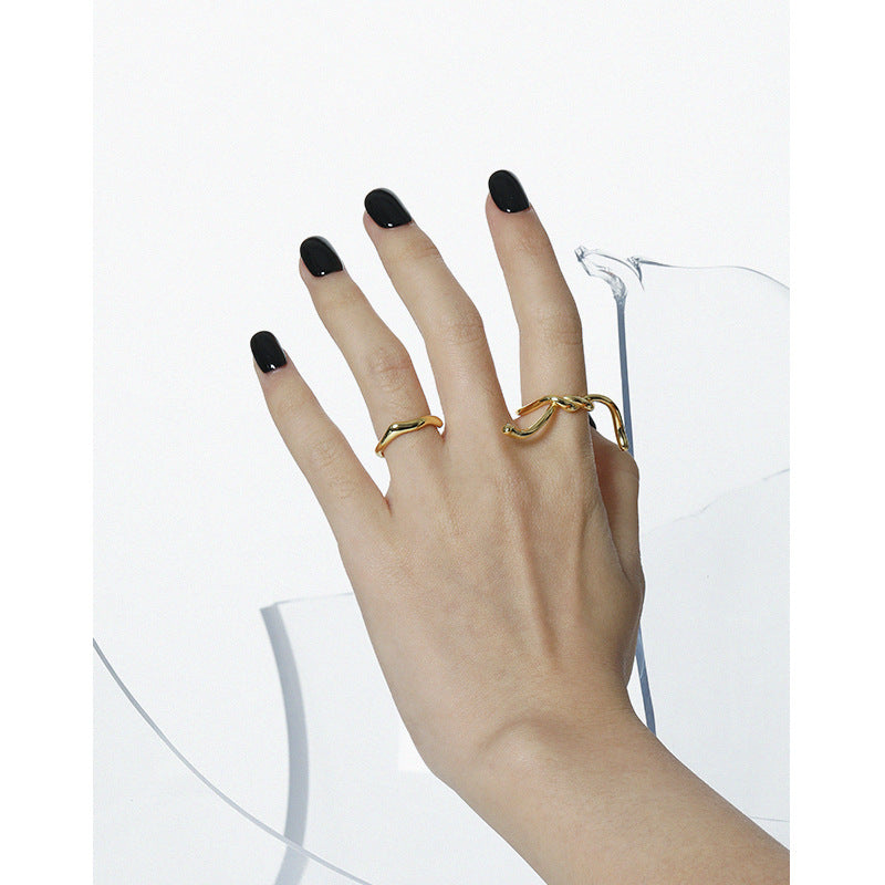 Lovcia Gold Plated 925 Sterling Silver Adjustable Open Ring-Rings-Yellow Gold-Yellow Gold