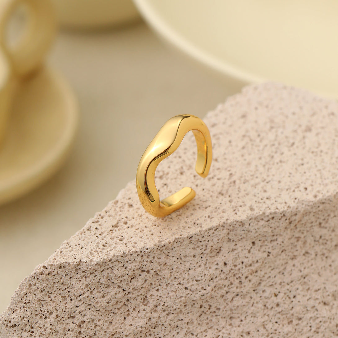 Lovcia Gold Plated 925 Sterling Silver Adjustable Open Ring-Rings-Yellow Gold-Yellow Gold