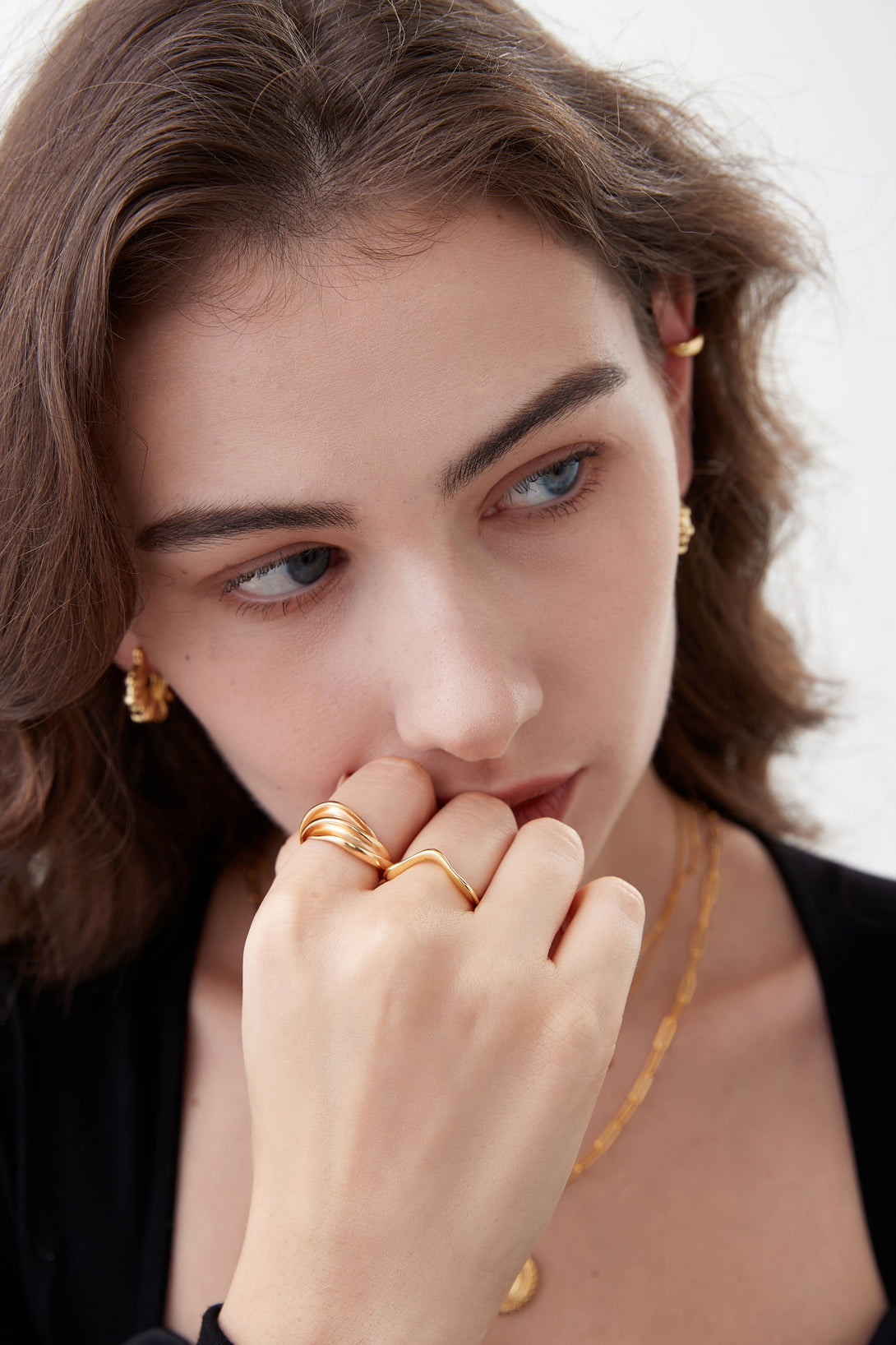 Lovcia Gold Plated 925 Sterling Silver Adjustable Open Ring-Rings-Yellow Gold-Yellow Gold