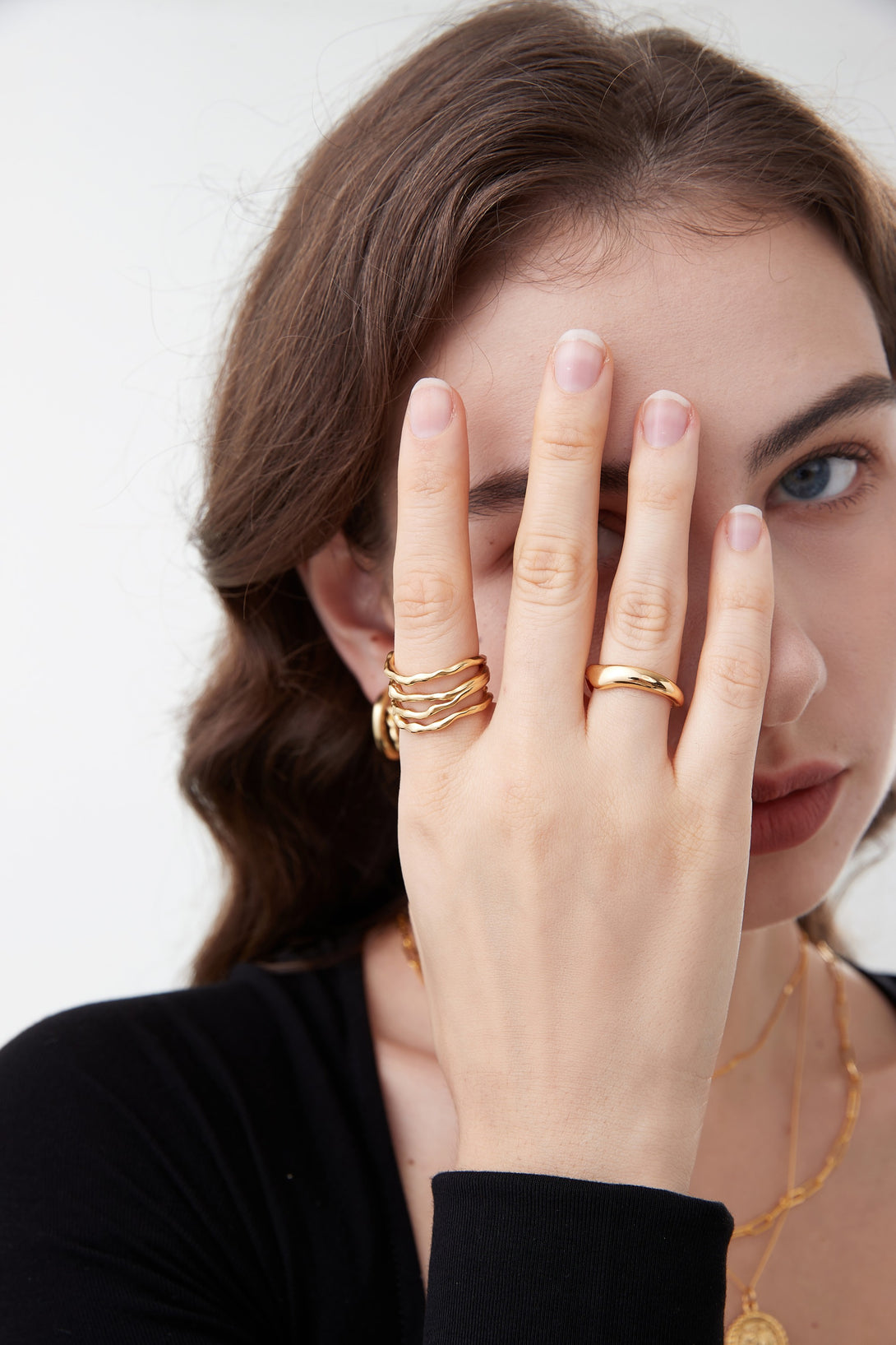 Lovcia Gold Plated 925 Sterling Silver Adjustable Open Ring-Rings-Yellow Gold-Yellow Gold