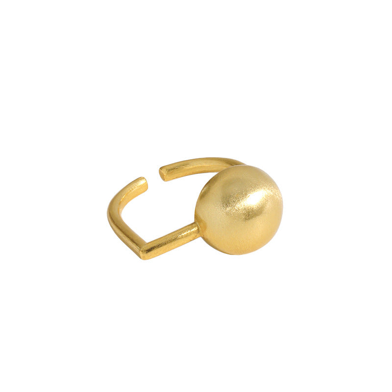 Lovcia Gold Plated 925 Sterling Silver Adjustable Ring Ball-Rings-Yellow Gold-Yellow Gold