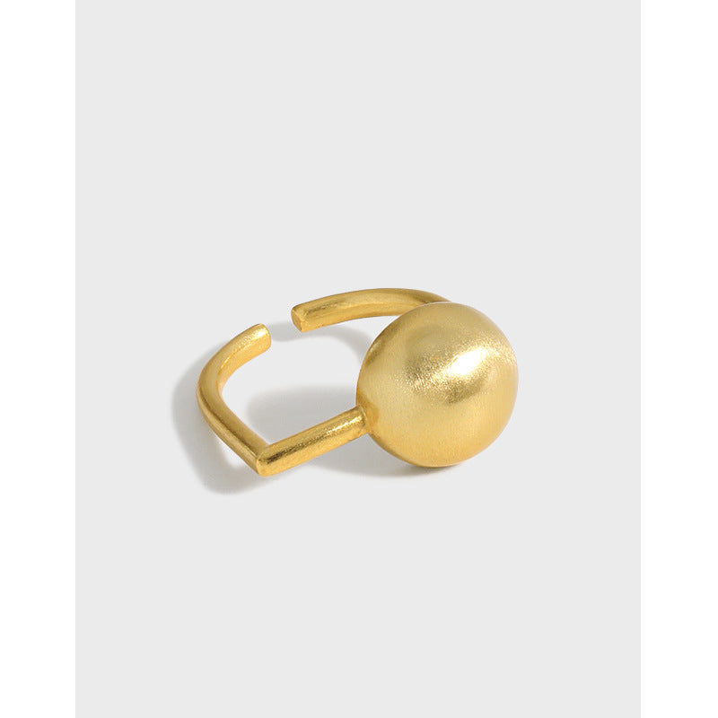 Lovcia Gold Plated 925 Sterling Silver Adjustable Ring Ball-Rings-Yellow Gold-Yellow Gold