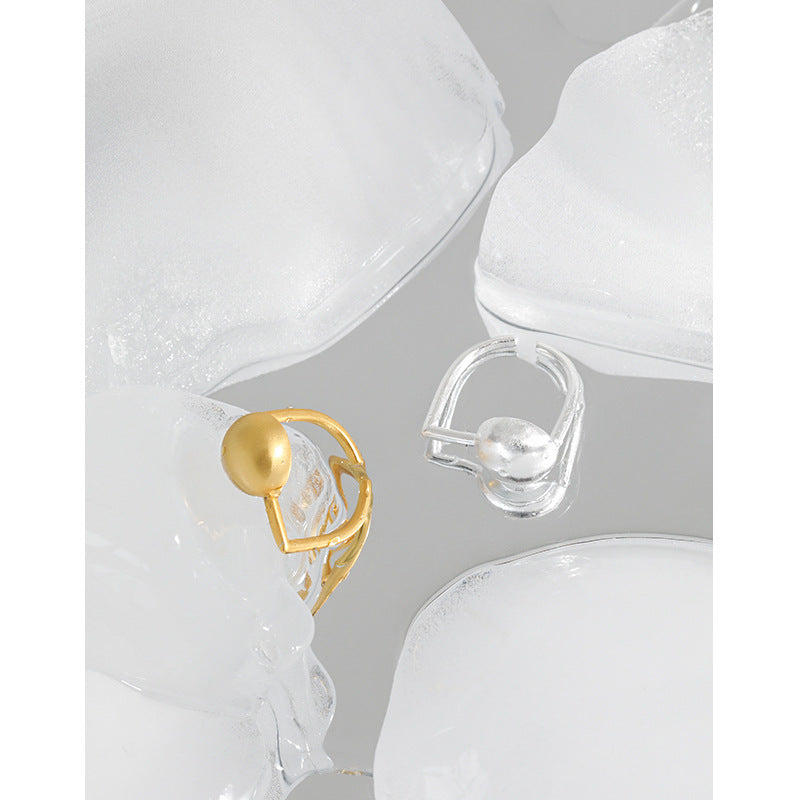 Lovcia Gold Plated 925 Sterling Silver Adjustable Ring Ball-Rings-Yellow Gold-Yellow Gold