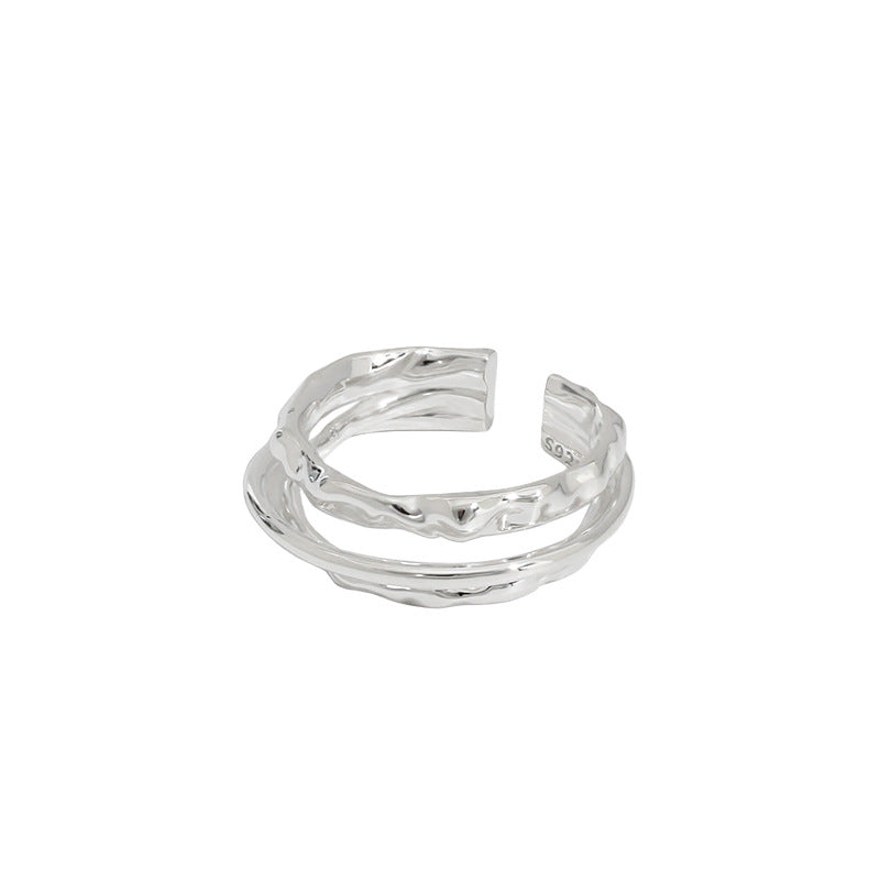 Lovcia Gold Plated 925 Sterling Silver Adjustable Ring-Rings-Silver-Silver
