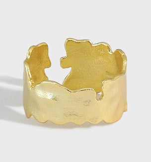 Lovcia Gold Plated 925 Sterling Silver Adjustable Ring-Rings-Yellow Gold-Yellow Gold