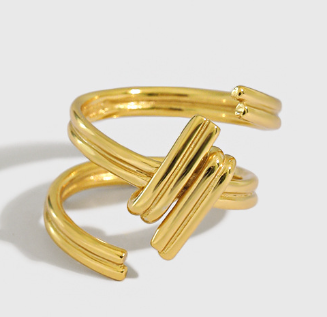Lovcia Gold Plated 925 Sterling Silver Adjustable Ring-Rings-Yellow Gold-
