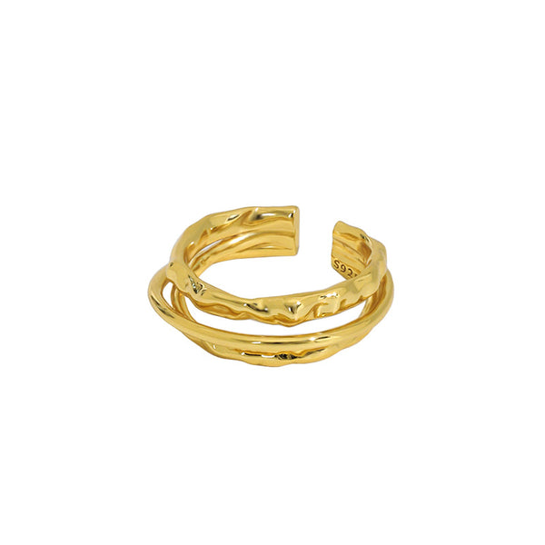 Lovcia Gold Plated 925 Sterling Silver Adjustable Ring-Rings-Yellow Gold-Yellow Gold