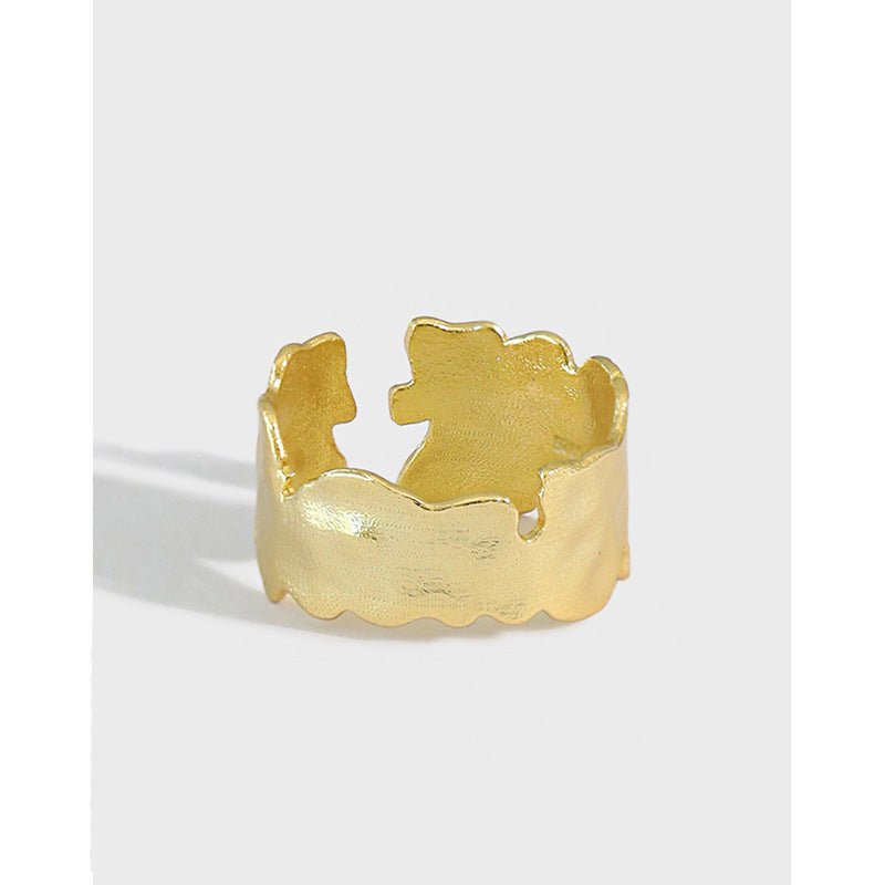 Lovcia Gold Plated 925 Sterling Silver Adjustable Ring-Rings-Yellow Gold-Yellow Gold