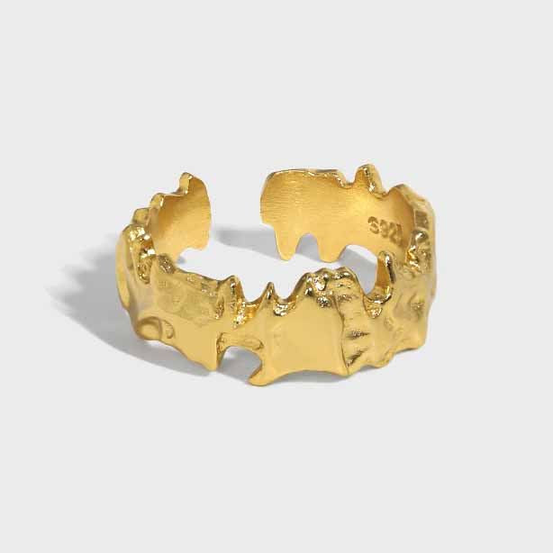 Lovcia Gold Plated 925 Sterling Silver Adjustable Ring-Rings-Yellow Gold-Yellow Gold