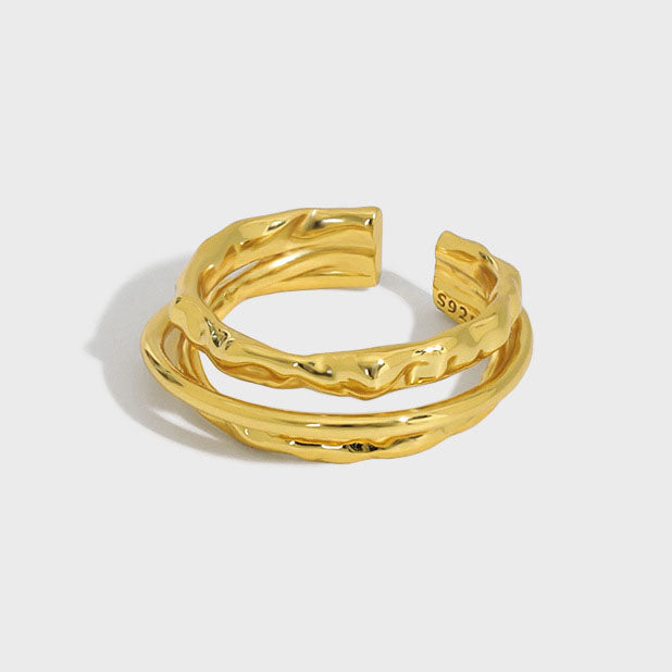 Lovcia Gold Plated 925 Sterling Silver Adjustable Ring-Rings-Yellow Gold-Yellow Gold