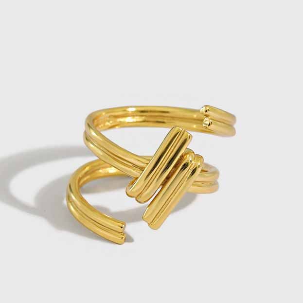 Lovcia Gold Plated 925 Sterling Silver Adjustable Ring-Rings-Yellow Gold-